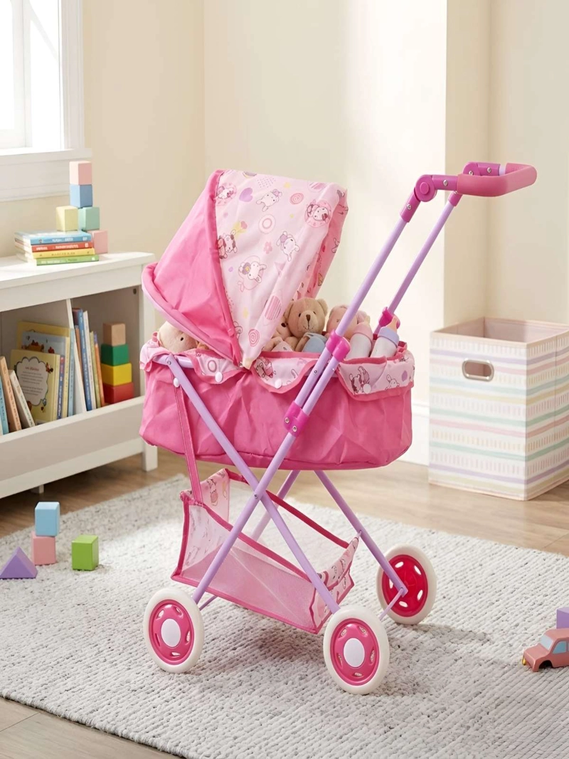 COCHE PARA MUÑECAS TIPO MOISE S CON CANASTO Y TOLDO AJUSTABLE - 2