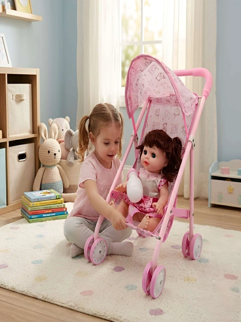 SET MUÑECA INTERACTIVA CON COCHE DE PASEO PLEGABLE - 1
