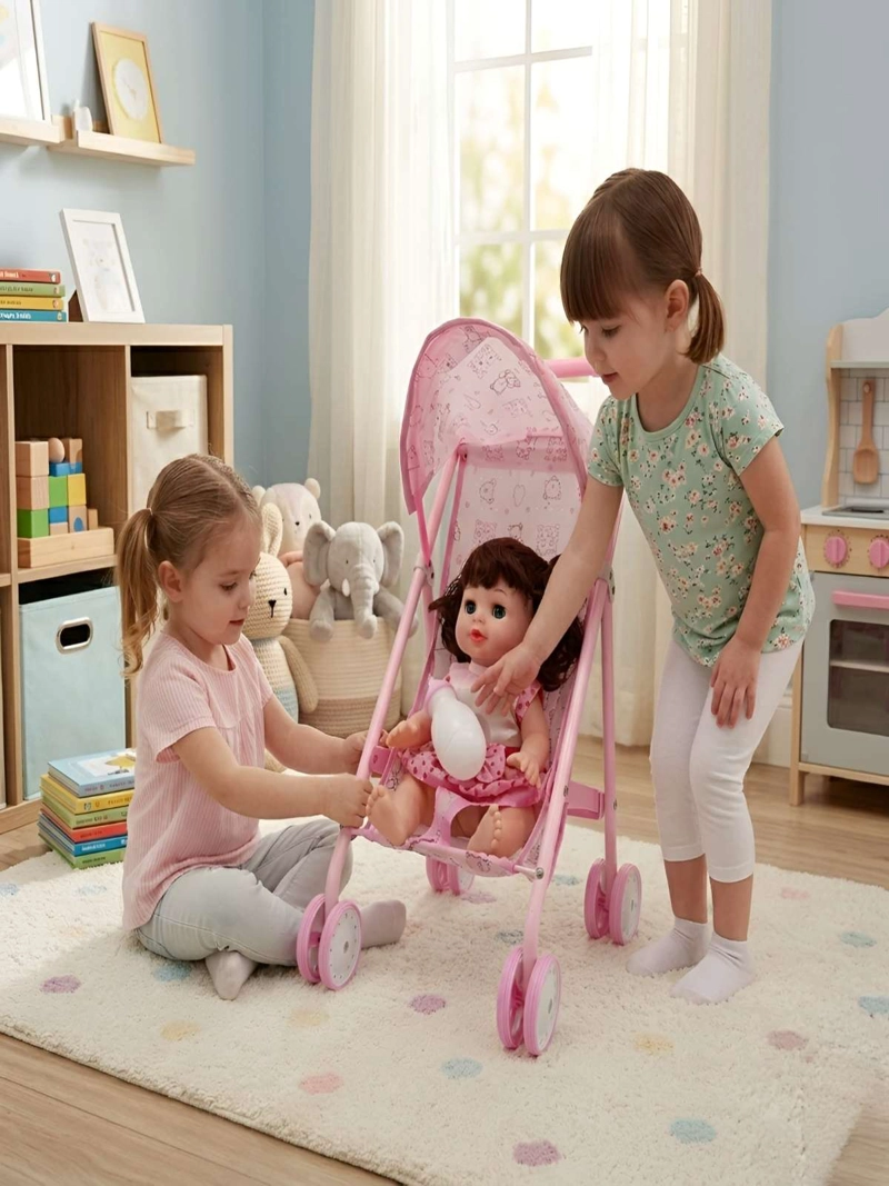 SET MUÑECA INTERACTIVA CON COCHE DE PASEO PLEGABLE - 6