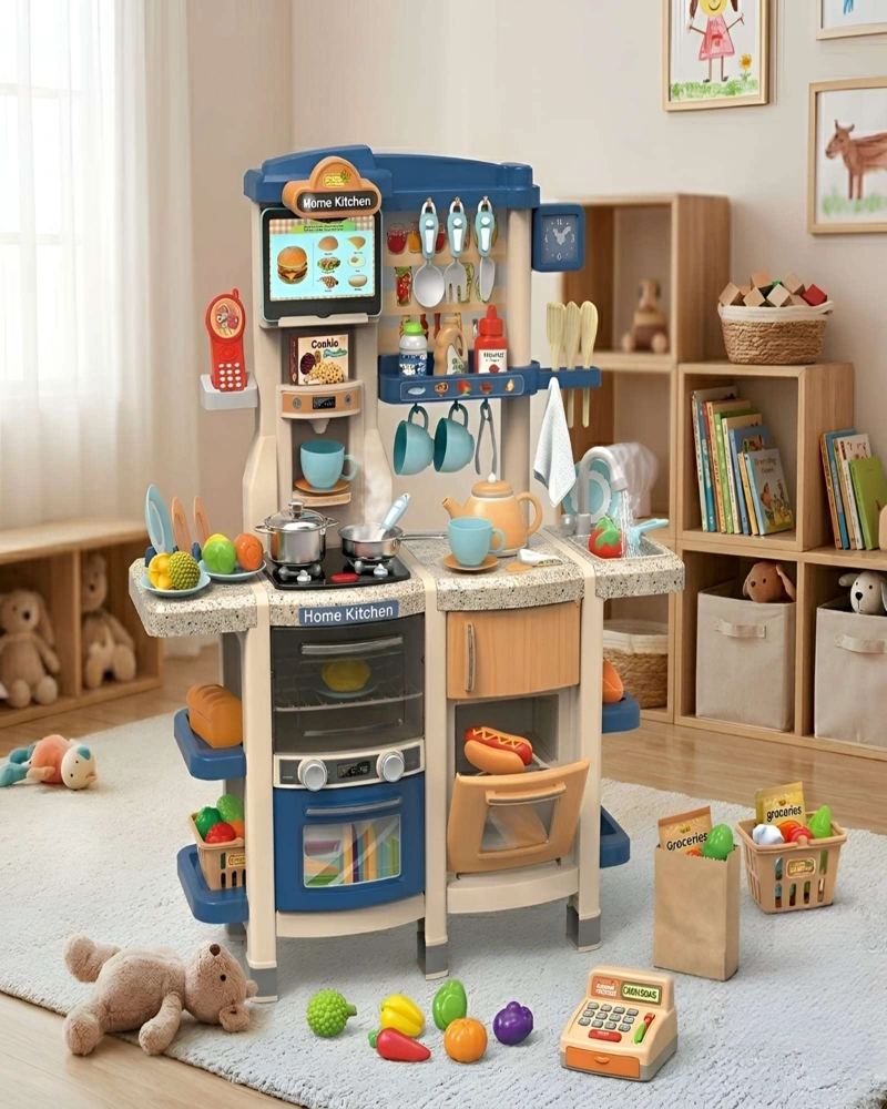 COCINA DE JUGUETE INFANTIL HOME KITCHEN 66 PIEZAS CON SONIDO Y AGUA 100CM - 5