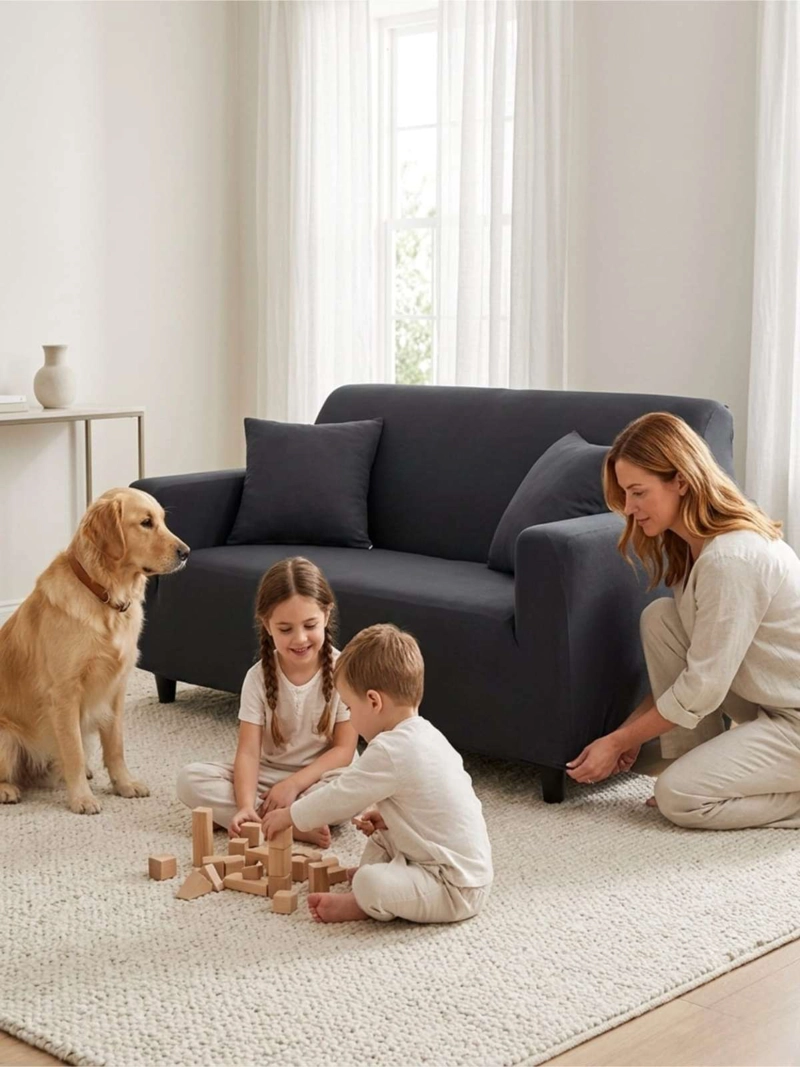 FUNDA DE SOFA ELASTICADA EFECTO TAPIZADO 360° - 3 CUERPOS - 1