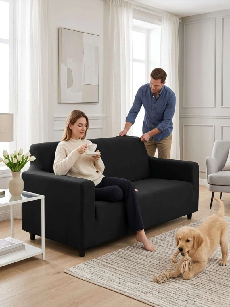 FUNDA DE SOFA ELASTICADA EFECTO TAPIZADO 360° - 3 CUERPOS - 6