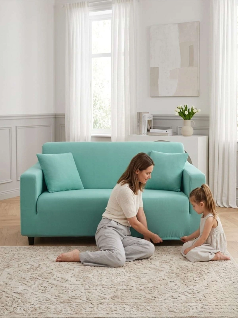 FUNDA DE SOFA ELASTICADA EFECTO TAPIZADO 360° - 3 CUERPOS - 2