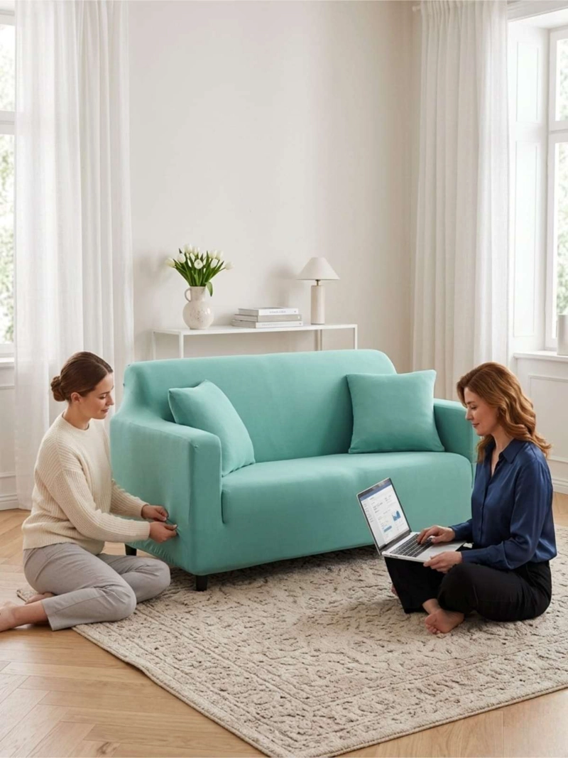 FUNDA DE SOFA ELASTICADA EFECTO TAPIZADO 360° - 3 CUERPOS - 6