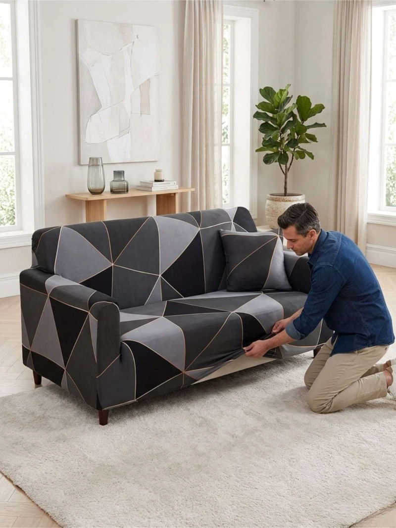 FUNDA DE SOFA ELASTICADA EFECTO TAPIZADO 360° - 4 CUERPOS - 1