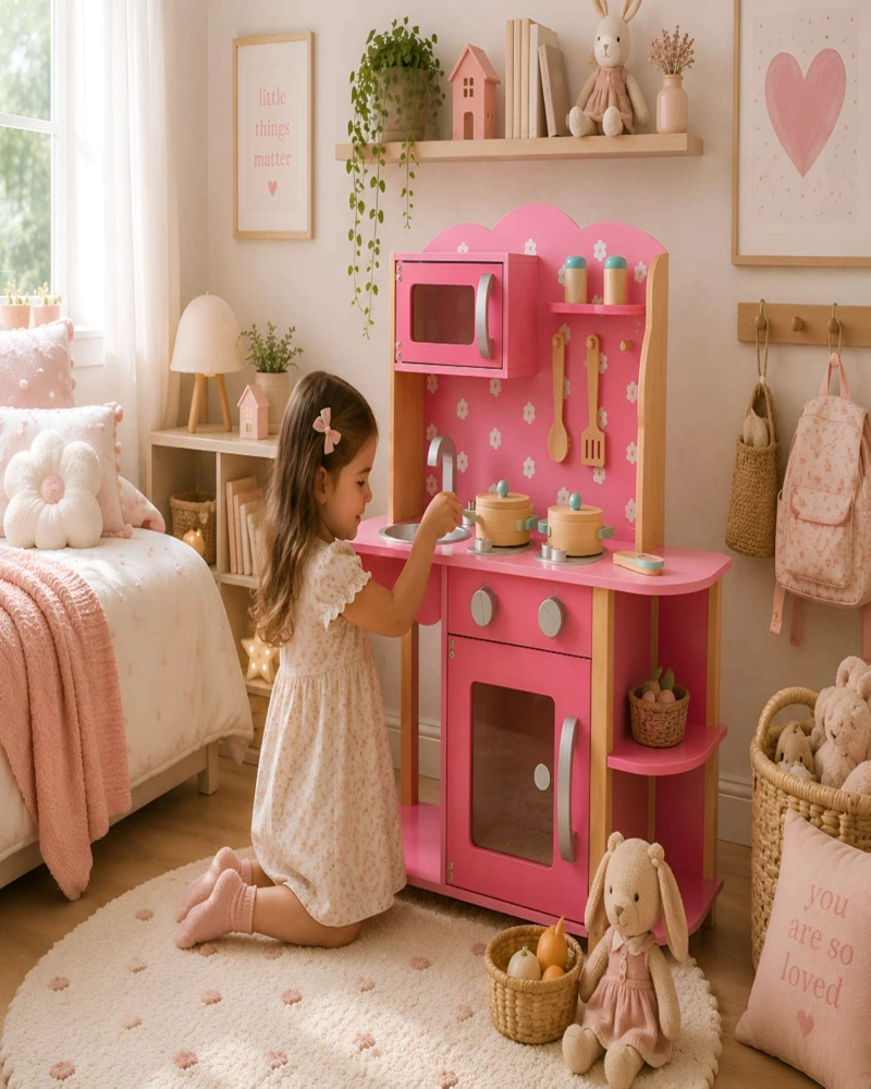 COCINA DE MADERA INFANTIL CON ACCESORIOS - 1