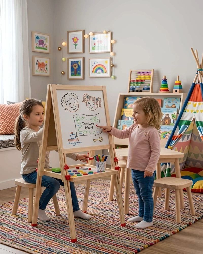 PIZARRA MAGNE TICA INFANTIL DOBLE LADO - AJUSTABLE Y DIDACTICA - 4