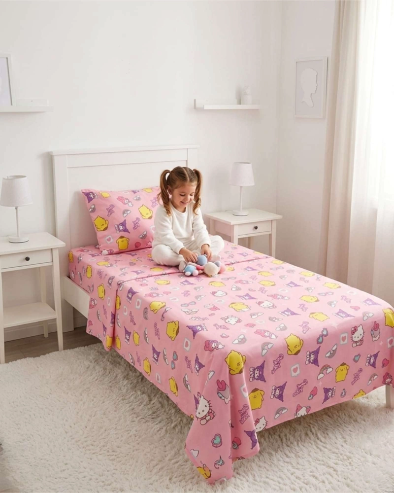 SABANAS DE CAMA INFANTIL CON FUNDA DISEÑO ESTAMPADO PASTEL - 1