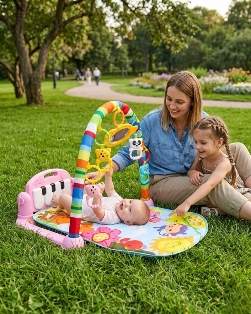GIMNASIO Y PIANO MUSICAL MULTIFUNCIONAL PARA BEBES ROSA - 1