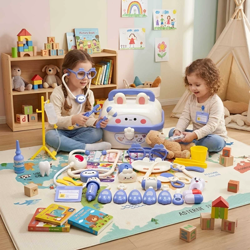 SET DE DOCTOR Y DENTISTA INFANTIL EN MALETA JUEGO DE ROL EDUCATIVO - 6