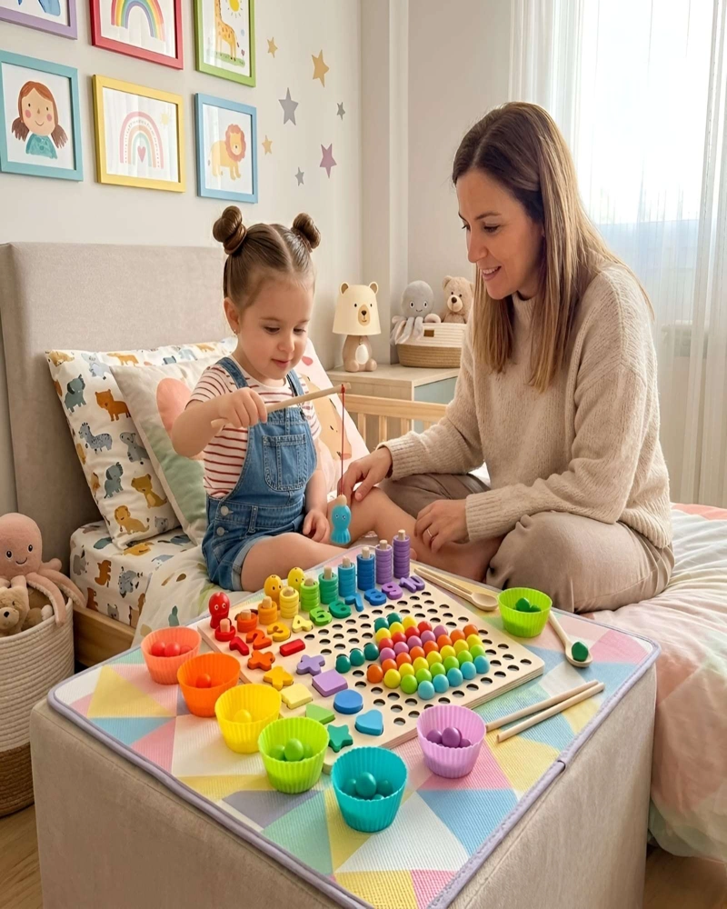 TABLERO DIDACTICO DE MADERA MONTESSORI 7 EN 1 - 3