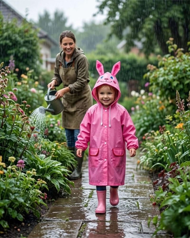 SET DE 2 CAPAS IMPERMEABLES DE LLUVIA INFANTIL PARA NIÑOS 02 - 1
