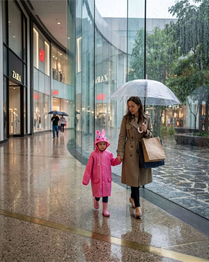 SET DE 2 CAPAS IMPERMEABLES DE LLUVIA INFANTIL PARA NIÑOS AMARILLO Y ROSADO - 2
