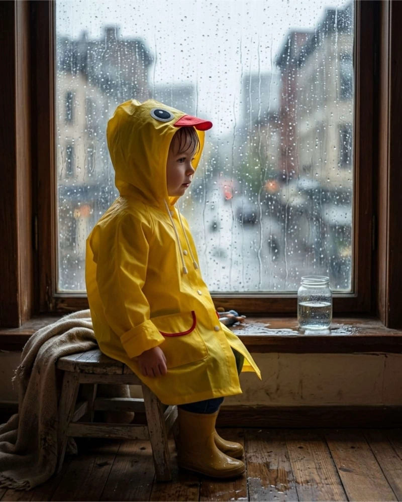 SET DE 2 CAPAS IMPERMEABLES DE LLUVIA INFANTIL PARA NIÑOS AMARILLO Y ROSADO - 6