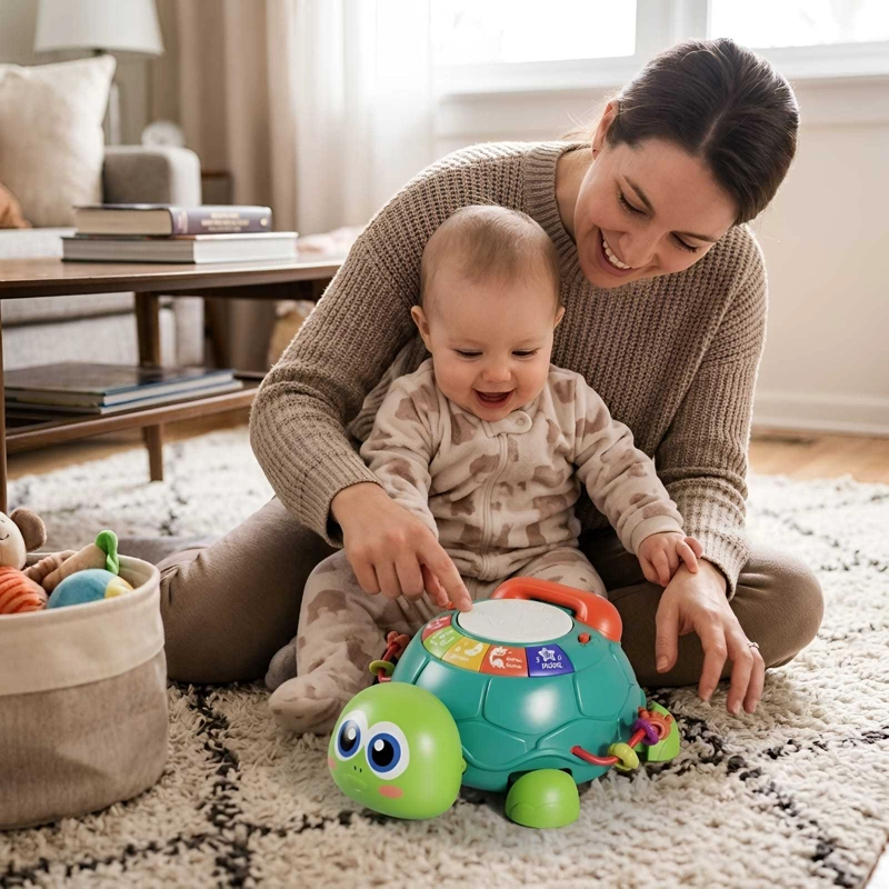 JUGUETE INTERACTIVO TORTUGA MUSICAL Y TELE FONO DE APRENDIZAJE BEBE - 2