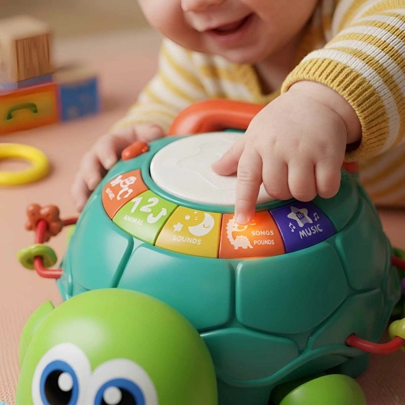 JUGUETE INTERACTIVO TORTUGA MUSICAL Y TELE FONO DE APRENDIZAJE BEBE - 3