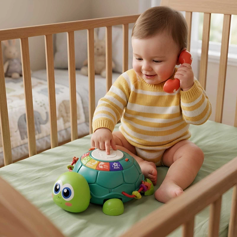 JUGUETE INTERACTIVO TORTUGA MUSICAL Y TELE FONO DE APRENDIZAJE BEBE - 5