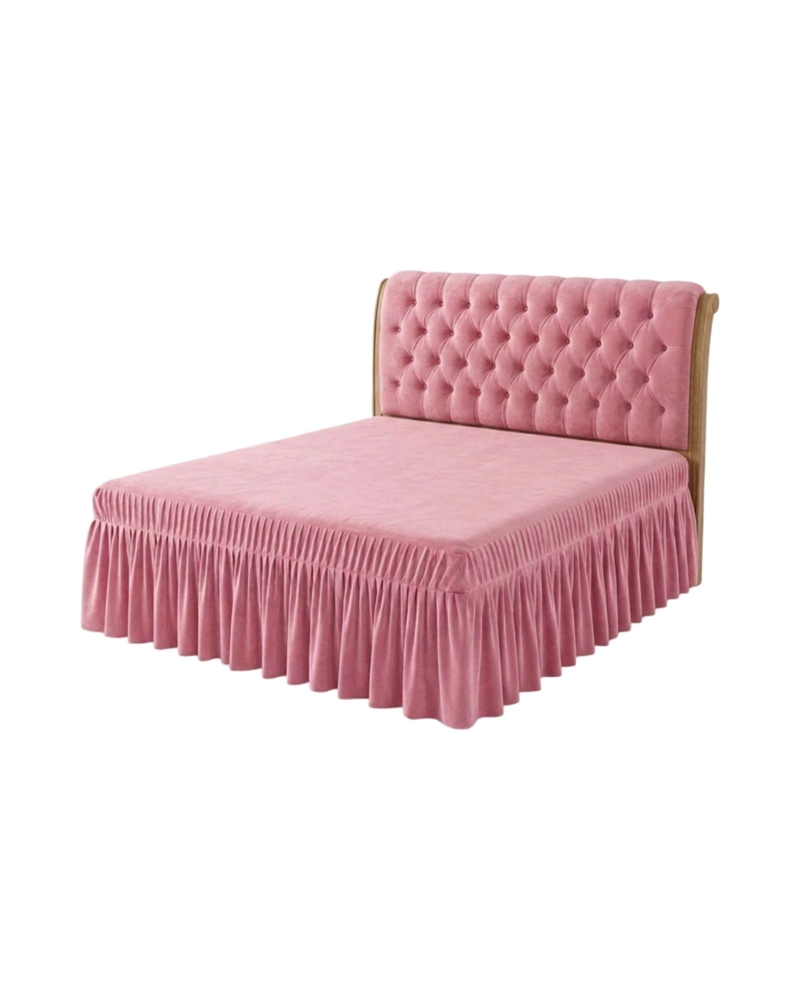 FALDON DE CAMA KING CUBRE BASE CON PLIEGUES - 6