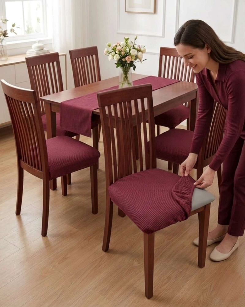 FUNDAS DE ASIENTO PARA SILLAS DE ALTA CALIDAD CON TEXTURA NIDO DE ABEJA BURDEO - 1