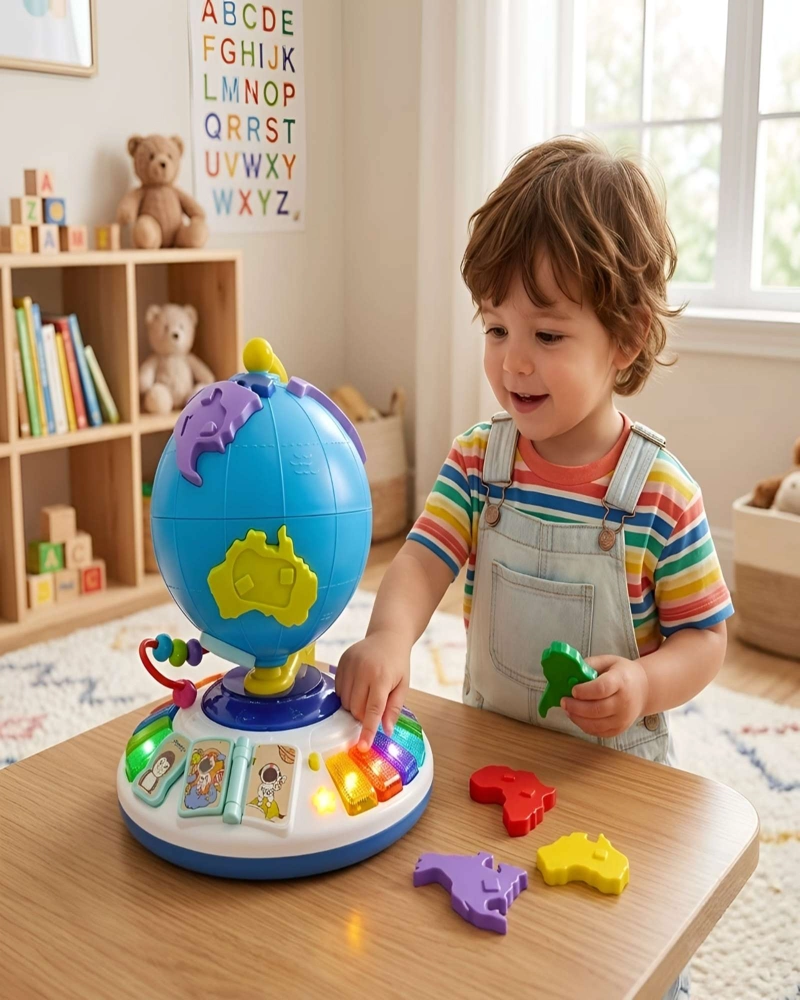 JUGUETE DIDACTICO GLOBO TERRAQUEO INTERACTIVO CON LUCES Y SONIDO - 1