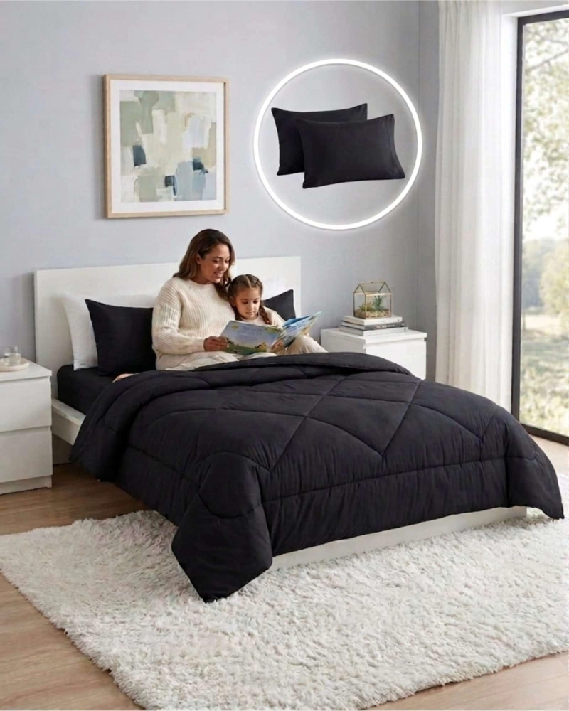 SET PLUMON NORDICO SABANAS Y ALMOHADA DESCANSO PREMIUM PLAZA Y MEDIA - 1