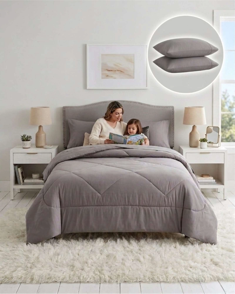 SET PLUMON NORDICO SABANAS Y ALMOHADA DESCANSO PREMIUM PLAZA Y MEDIA - 1