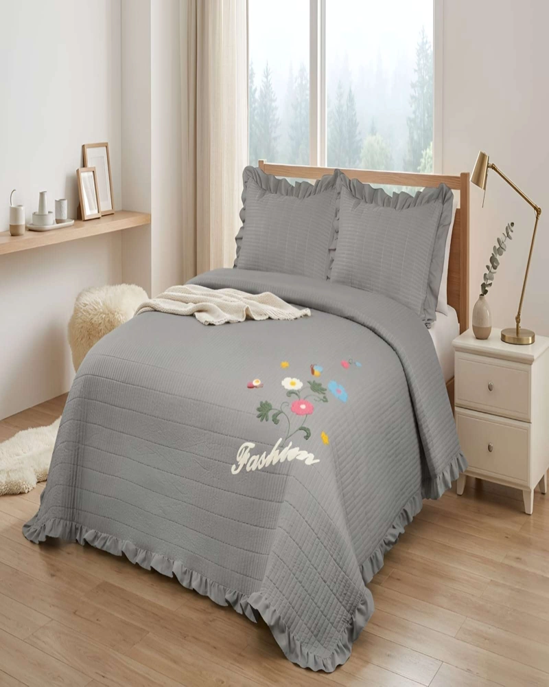 CUBRECAMA BORDADO DE 2 PLAZAS CON FRAGANCIA RELAJANTE - DISEÑO CLASICO - 1