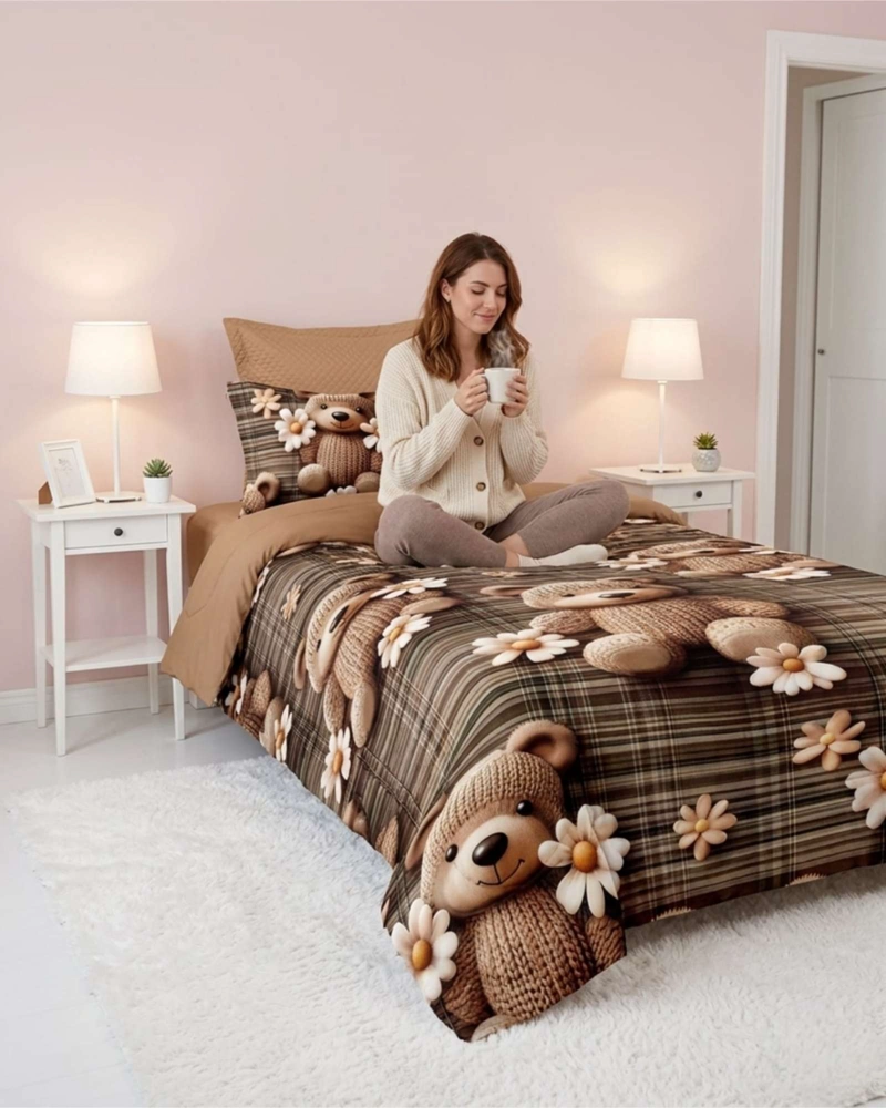 QUILT CUBRECAMAS LIGERO VERANO EFECTO 5D CON FUNDAS PLAZA Y MEDIA - 2