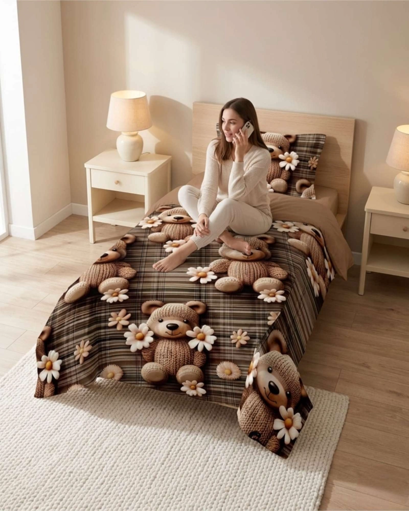 QUILT CUBRECAMAS LIGERO VERANO EFECTO 5D CON FUNDAS PLAZA Y MEDIA - 5
