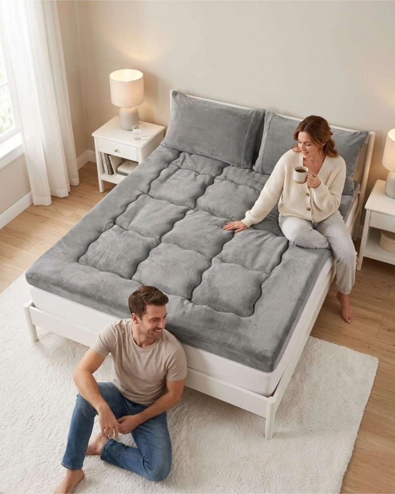 CUBRE COLCHON ACOLCHADO PLUSH ULTRA SUAVE 2 PLAZAS - 1