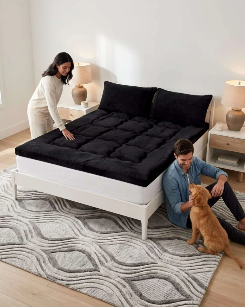CUBRE COLCHON ACOLCHADO PLUSH ULTRA SUAVE 2 PLAZAS - 1
