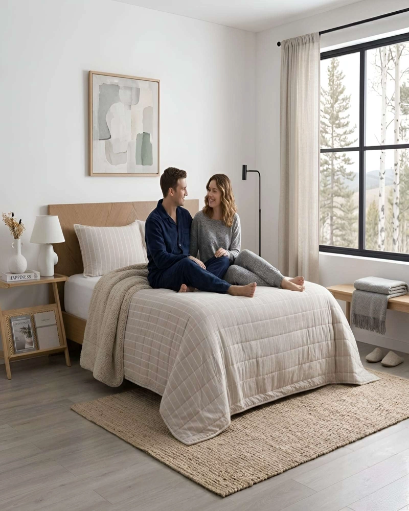 PLUMON QUILT KING CON SHERPA PALMA CATIONIC SUAVE - 3