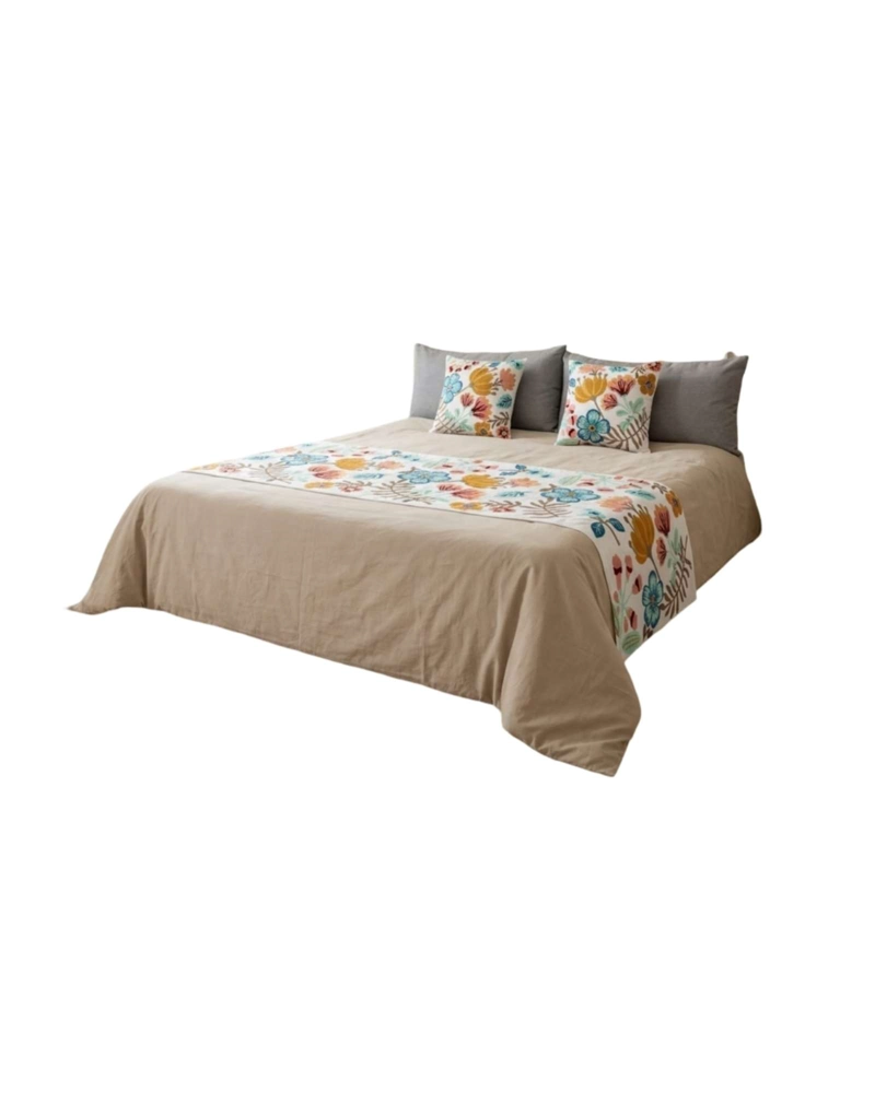 PIECERA DE CAMA TEXTURIZADA CON BORDADO BOTANICO - 6