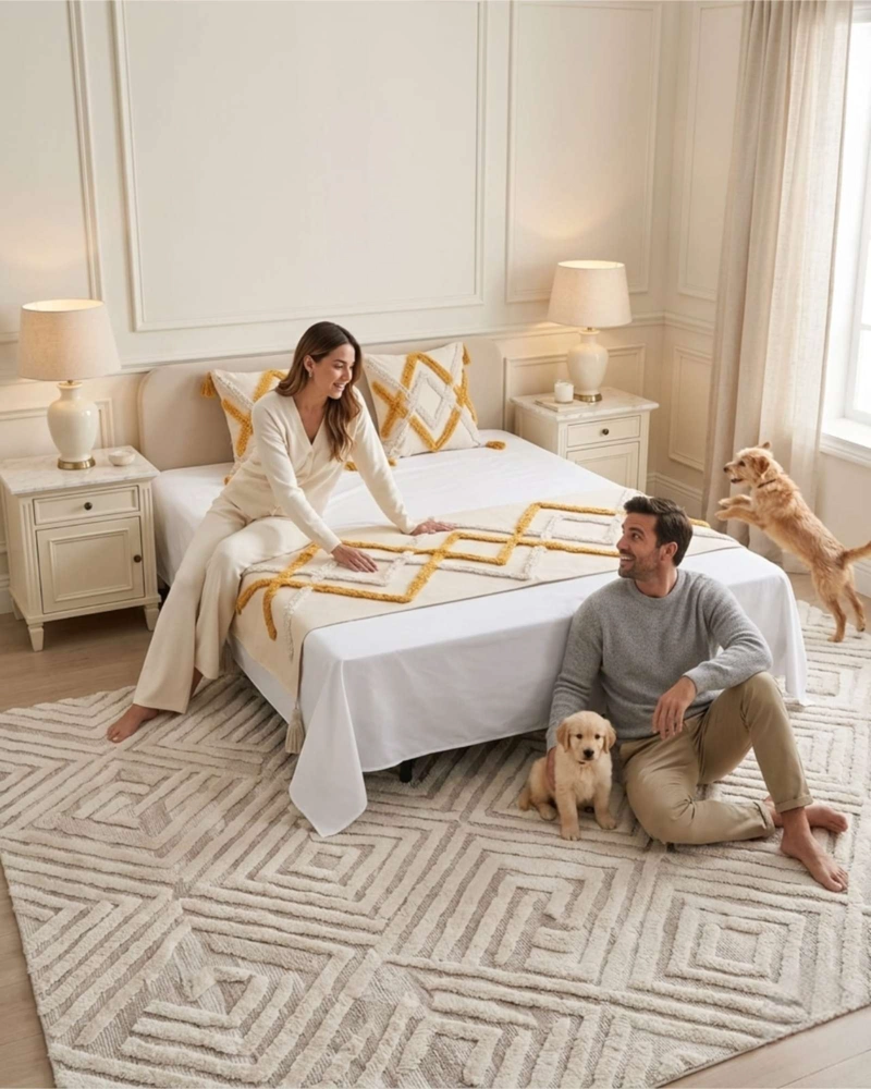 PIECERA DE CAMA BOHO MANTA TEJIDA DECORATIVA - 1