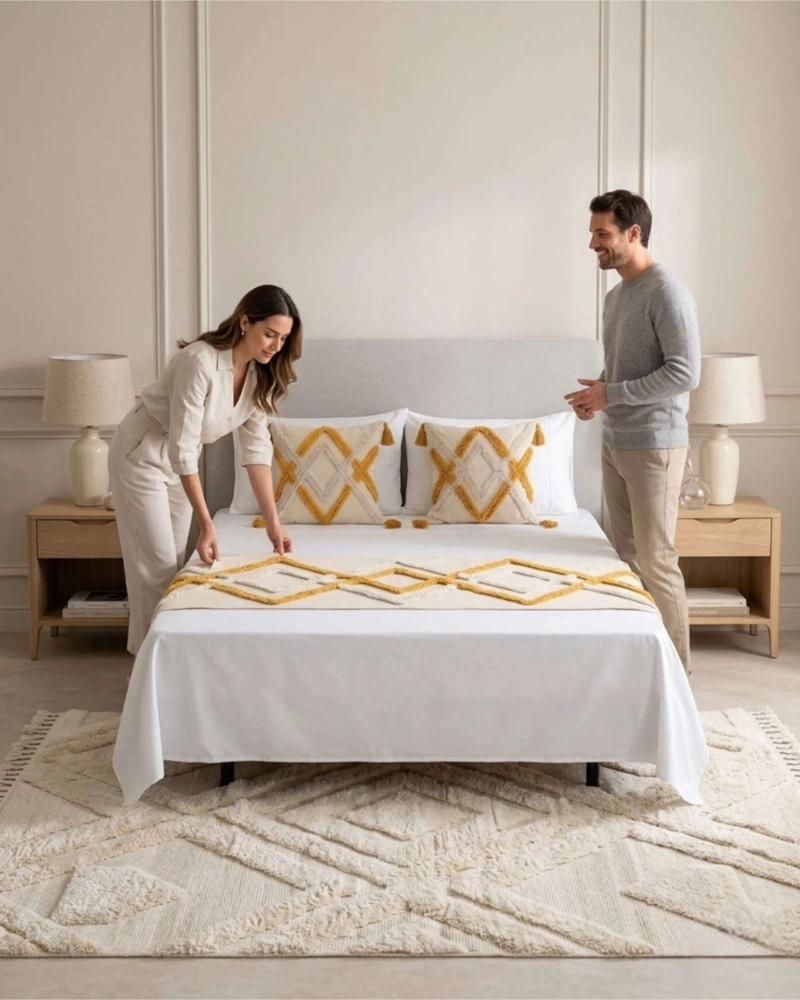 PIECERA DE CAMA BOHO MANTA TEJIDA DECORATIVA - 3