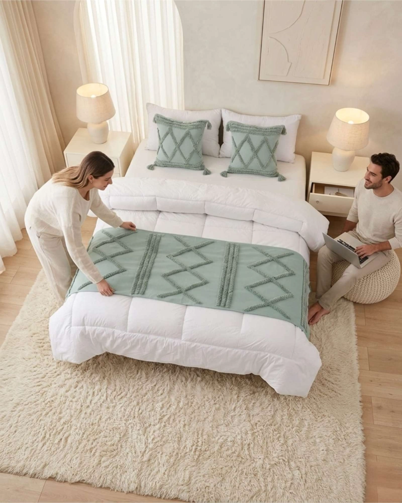 PIECERA DE CAMA BOHO MANTA TEJIDA DECORATIVA - 3