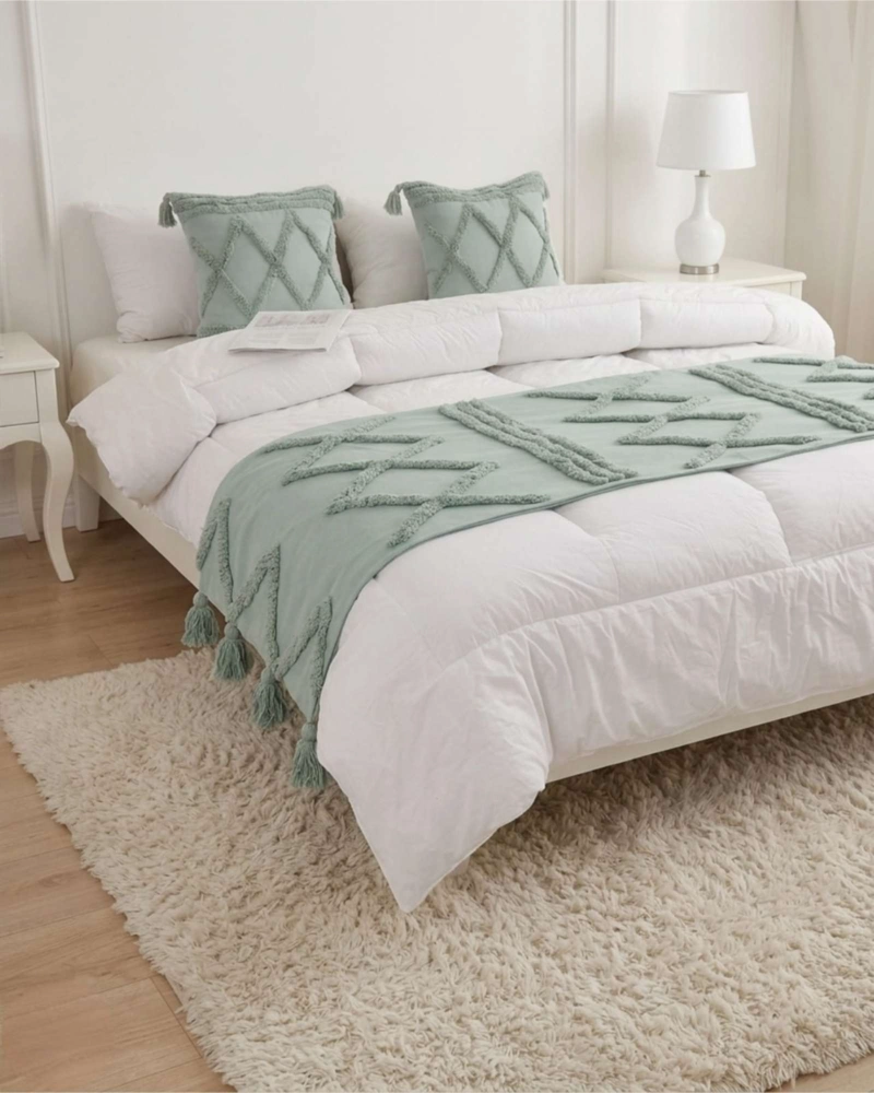 PIECERA DE CAMA BOHO MANTA TEJIDA DECORATIVA - 5