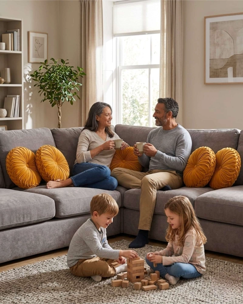 SET DE 4 COJINES RUEDA TERCIOPELO REDONDO SOFA DECORATIVO - 2