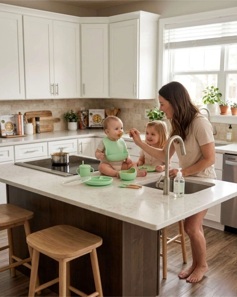 SET DE ALIMENTACION DE SILICONA CON TAPA PARA BEBE  LIBRE BPA 10 PIEZAS - 3