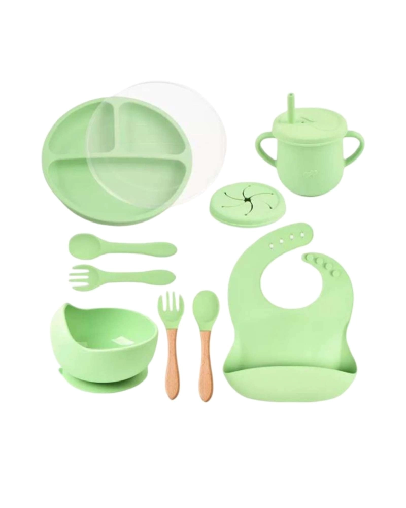SET DE ALIMENTACION DE SILICONA CON TAPA PARA BEBE  LIBRE BPA 10 PIEZAS - 6