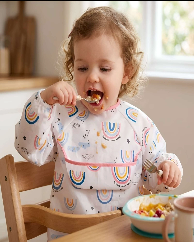 BABERO DE MANGA LARGA IMPERMEABLE PARA BEBE S ALIMENTACION - 2