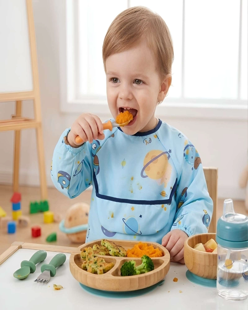 BABERO DE MANGA LARGA IMPERMEABLE PARA BEBE S ALIMENTACION - 1