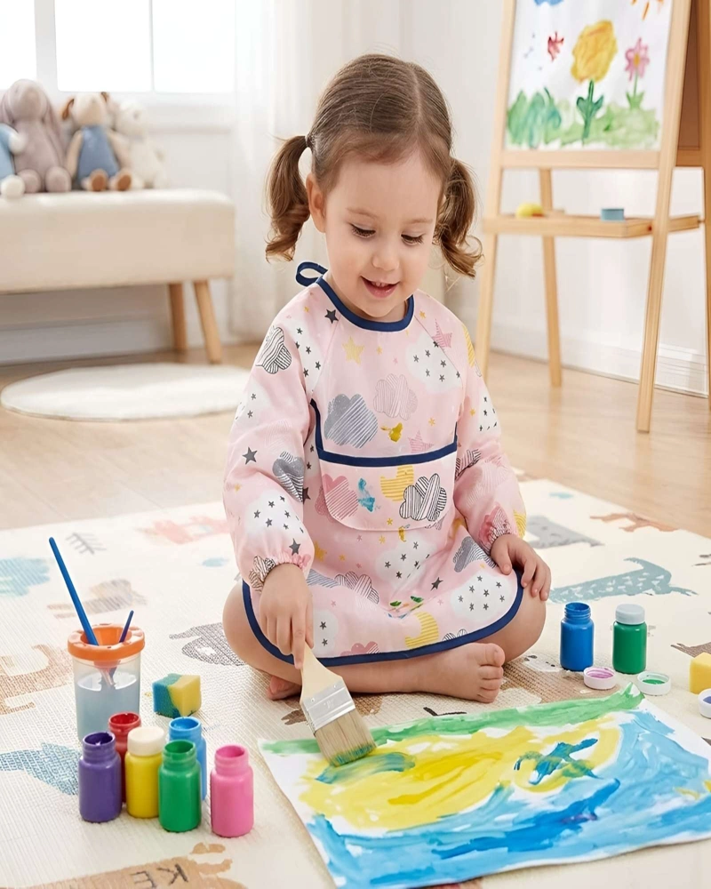BABERO DE MANGA LARGA IMPERMEABLE PARA BEBE S ALIMENTACION - 1