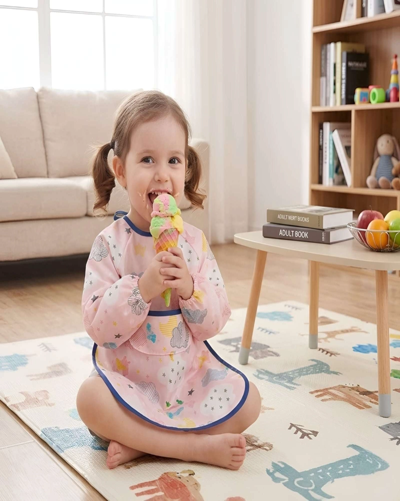 BABERO DE MANGA LARGA IMPERMEABLE PARA BEBE S ALIMENTACION - 3