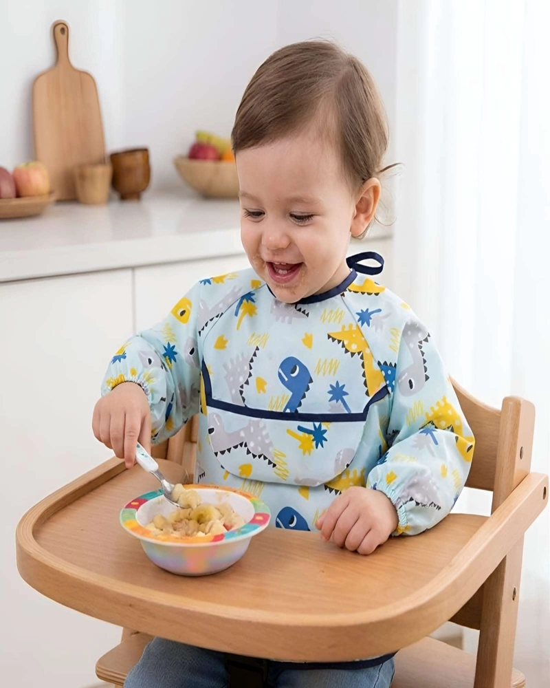 BABERO DE MANGA LARGA IMPERMEABLE PARA BEBE S ALIMENTACION - 1