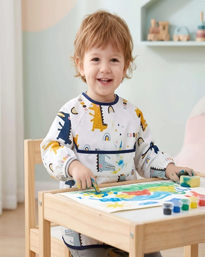 BABERO DE MANGA LARGA IMPERMEABLE PARA BEBE S ALIMENTACION - 1