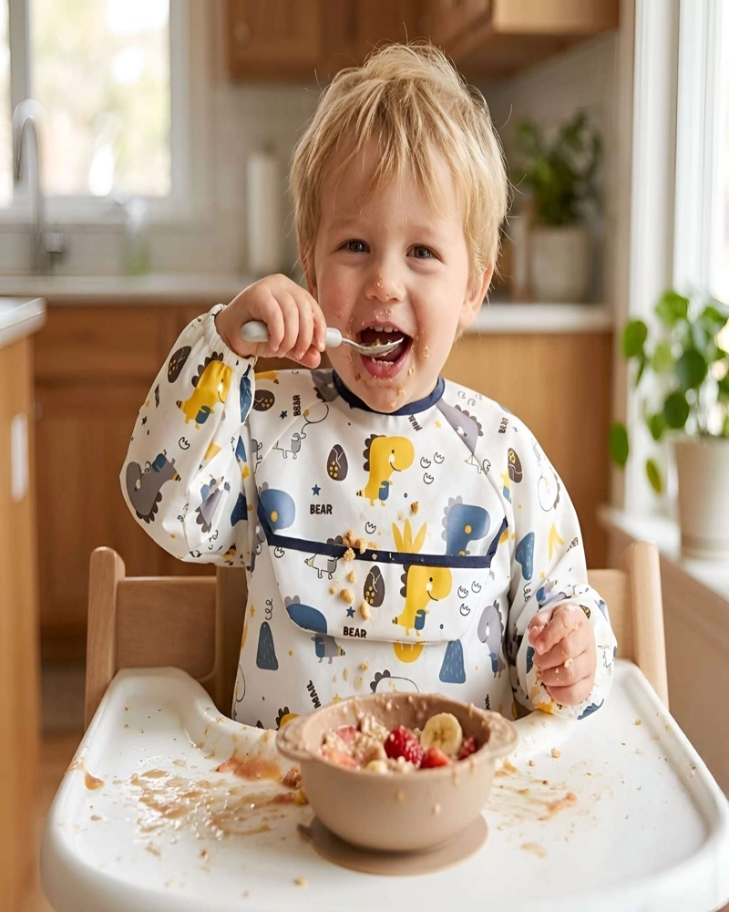 BABERO DE MANGA LARGA IMPERMEABLE PARA BEBE S ALIMENTACION - 1