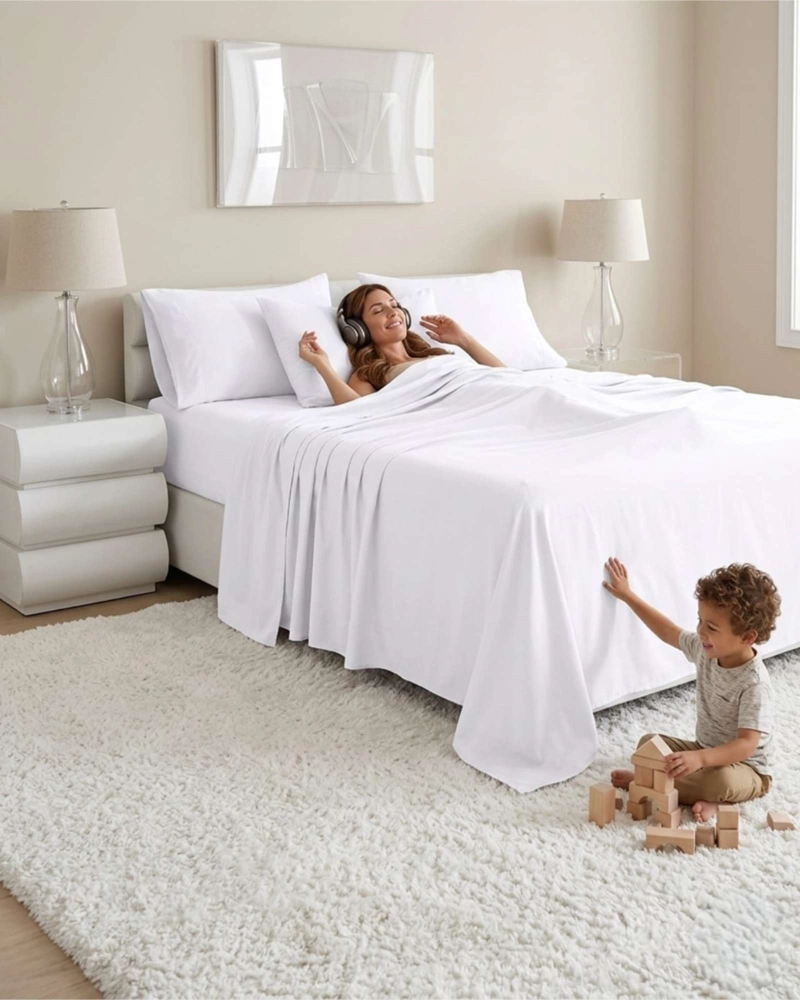 JUEGO SABANAS 2 PLAZAS MAS 2 ALMOHADAS CON RELLENO 6 PIEZAS - 3