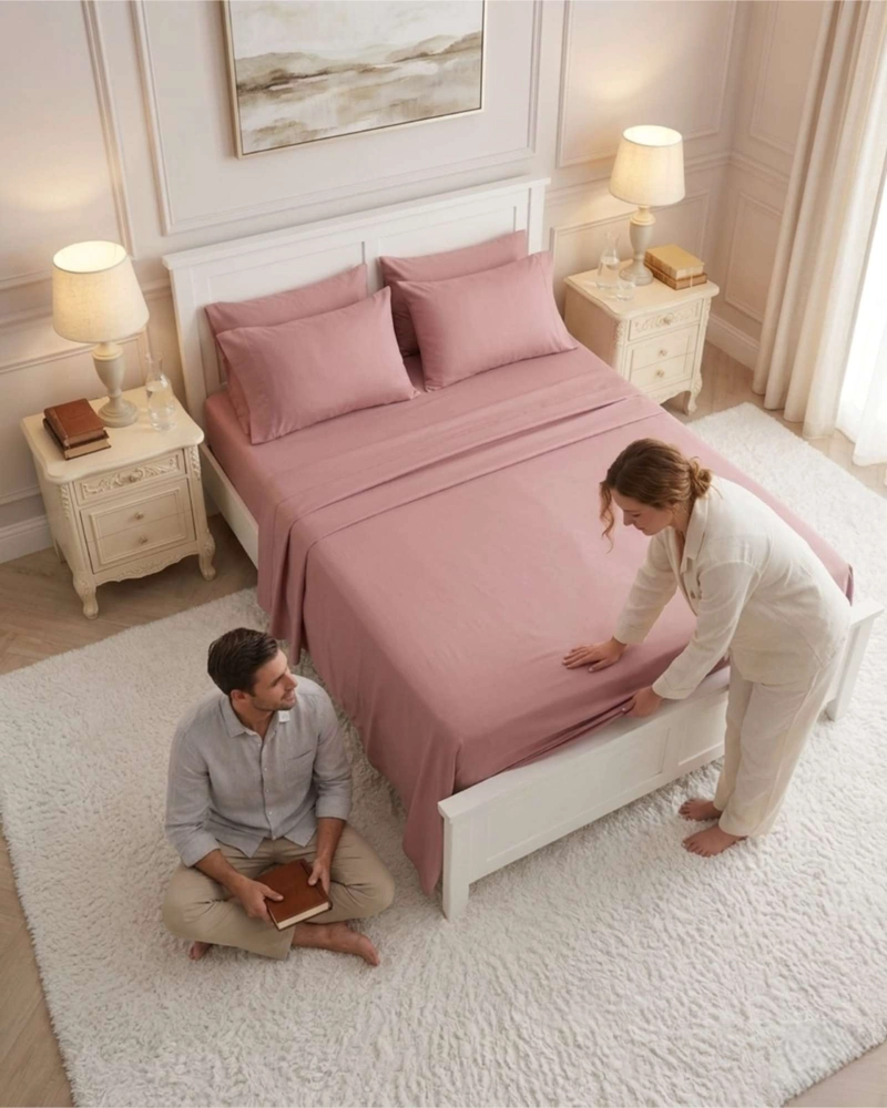 JUEGO SABANAS 2 PLAZAS MAS 2 ALMOHADAS CON RELLENO 6 PIEZAS - 4