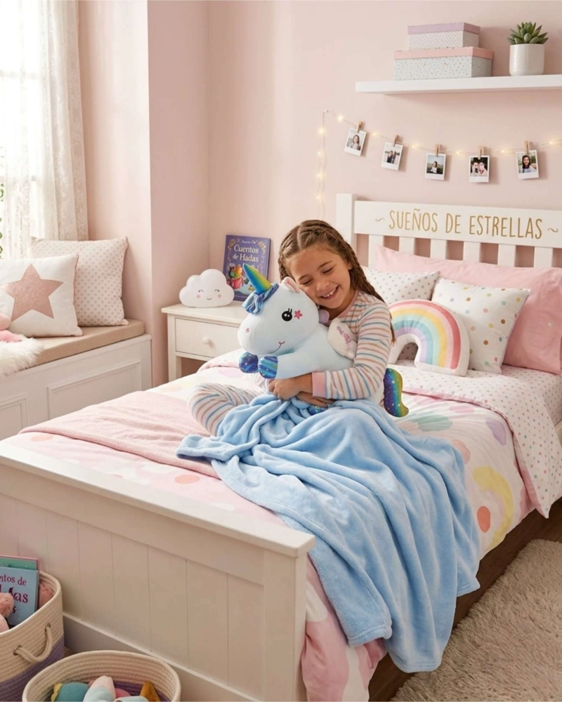 UNICORNIO: PELUCHE ALMOHADA COJIN CON MANTA POLAR UNICORNIO 2 EN 1 - 1